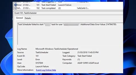 How get task scheduler to detect failed error code from .